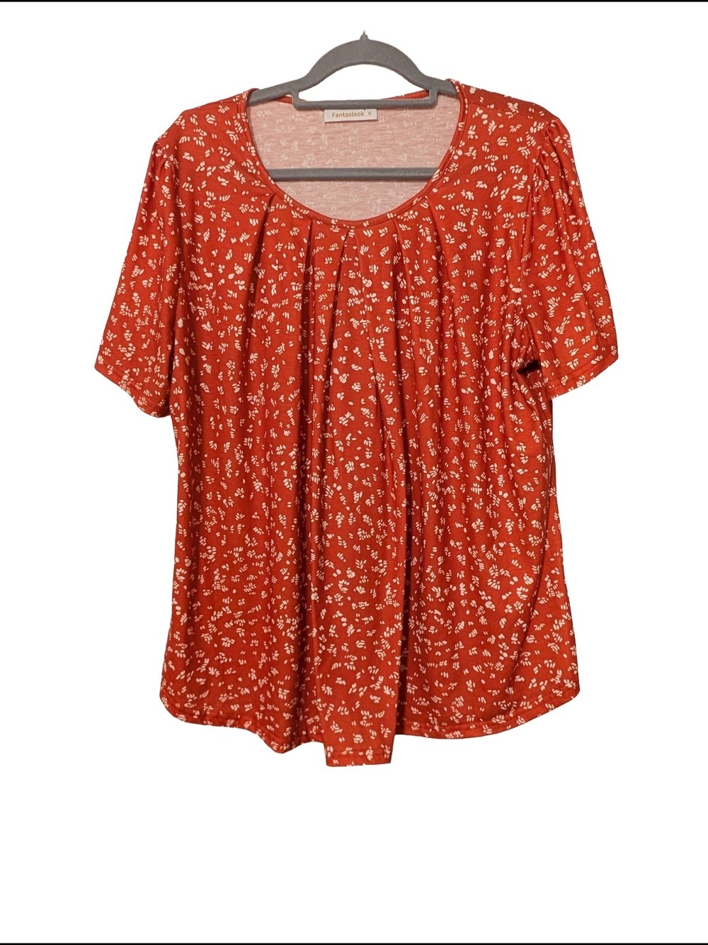 Rust Floral Scoop Neck Women's Top